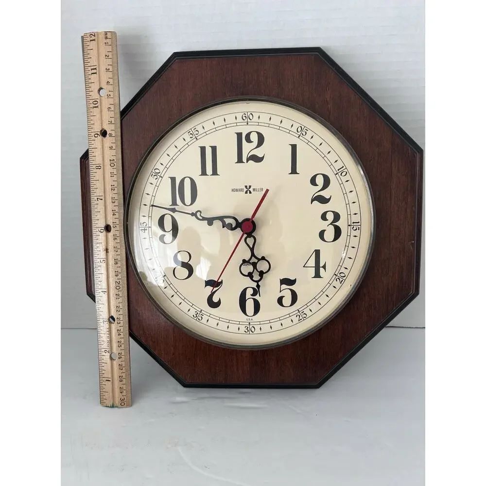 Vintage Howard Miller Octagon Wall Clock Model 612-608 Made In USA (Zeeland, MI)